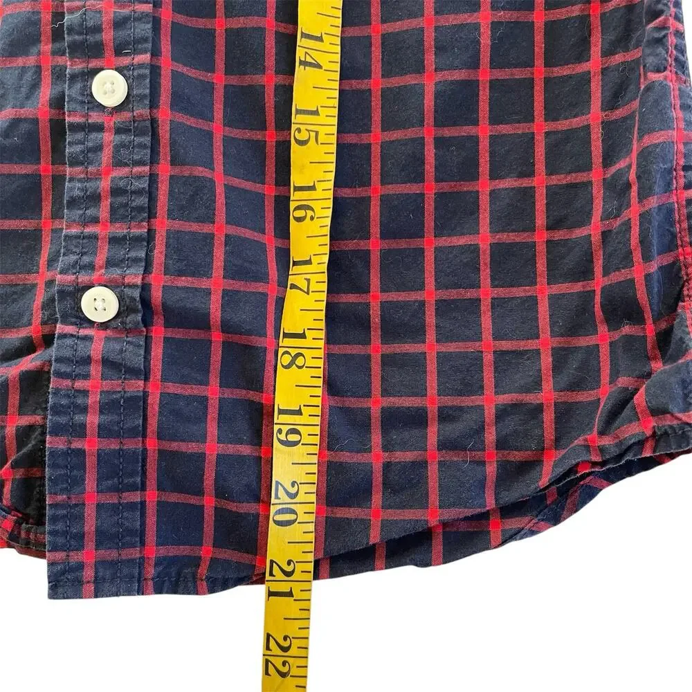 Gymboree Boys Gingham Button Down Collared Shirt‎ Red Blue Size 7/8